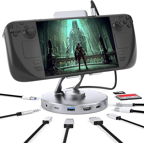 YCE - Estación de acoplamiento 10 en 1 para iPad Pro Steam Deck y ROG, con HDMI 4K a 60Hz, lector SD TF 4.0 100 W PD, audio, USB A, USB C giratorio