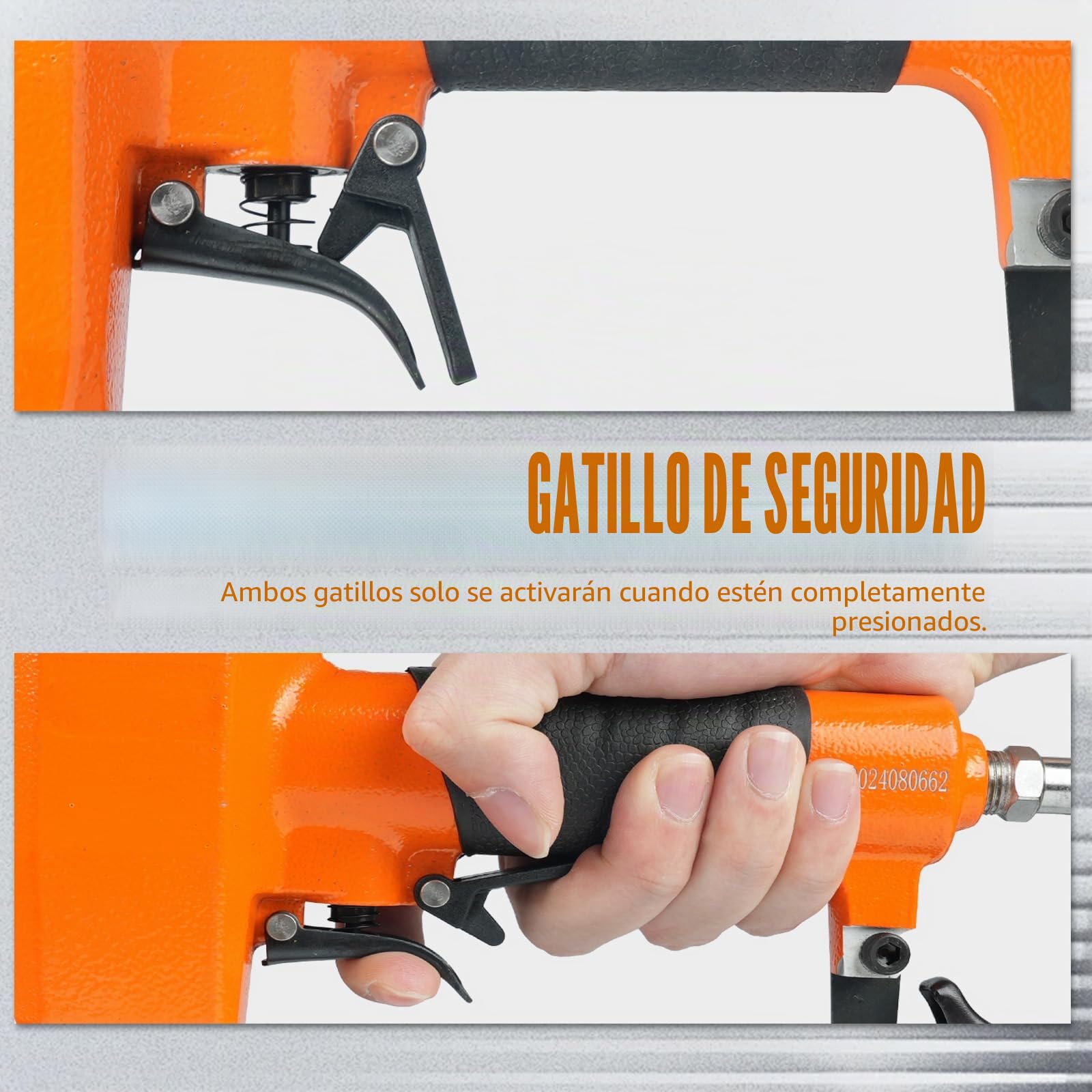 Clavadora neumática sin cabeza de calibre 23 con gatillo de seguridad, compatible con pines sin cabeza de 12-30 mm, pistola de aire para tapicería, muebles y bricolaje, etc.