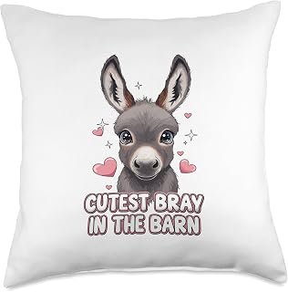 Cutest Bray in The Barn Miniature Donkey Lover Throw Pillow