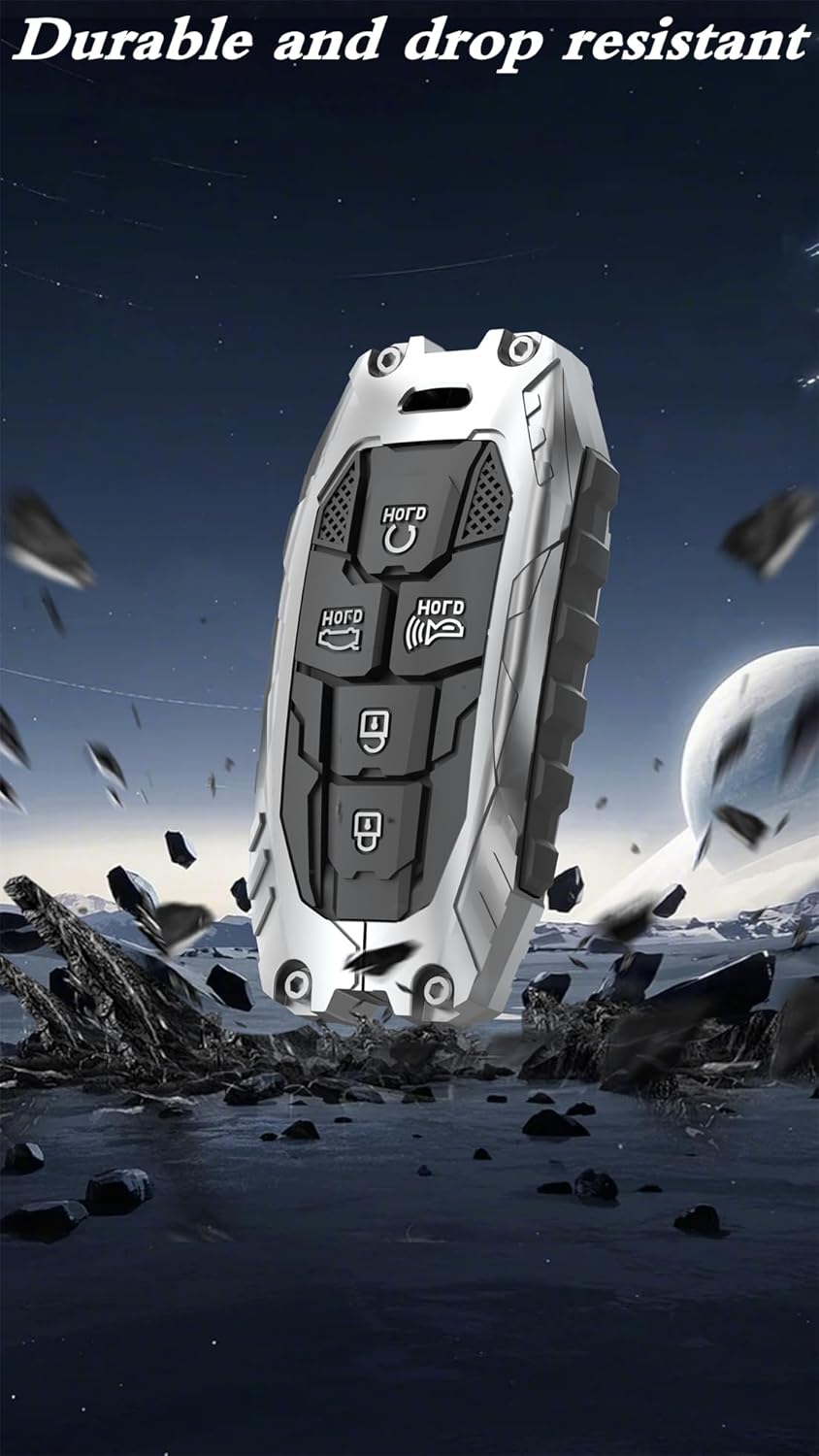 Heavy Key Fob Cover for Hyundai, Key Fob Case Protector Accessories Fits for 2022 2023 2024 2025 Hyundai Sonata Tucson Santa Cruz (5 Buttton-Silver) - Image 7