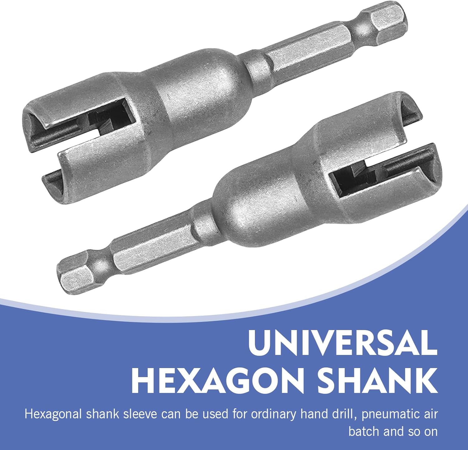 2 PCS Power Wing Nut Driver, Hexagonal Handle Screwdriver Socket Wrenches, 1/4" Hex Shank Drills Bits, Car Modification Tools for Most Cars, Trucks and Vans (Sliver)
