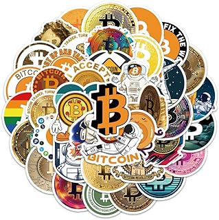Lot de 54 autocollants Bitcoin pour pare-chocs, casque, ordinateur portable, scrapbooking, bouteille d'eau, bagages, ordinateur portable, monnaie numérique, autocollants en vinyle imperméable, pour