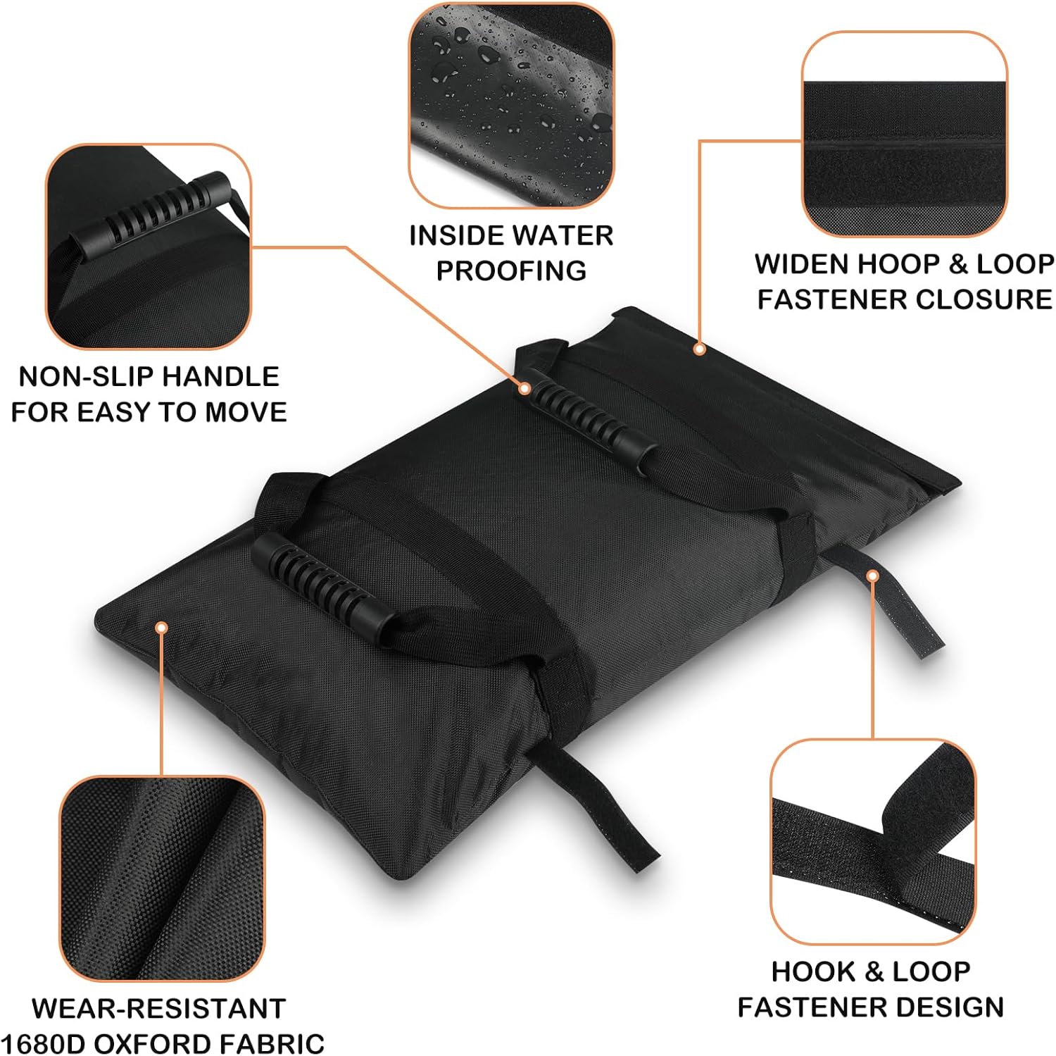 130LBS Extra Large Umbrella Base Weight Set of 2, Patio Fillable Sand Bags for Weight, Heavy-Duty Furniture Outdoor Weights for Umbrella Stand Patio Garden Backyard, Black(Without Sand)