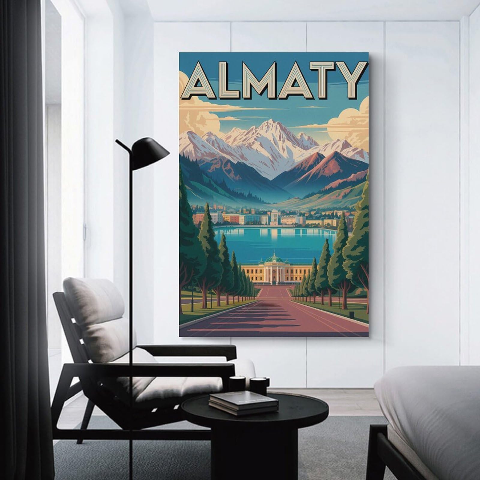 Junmoney Canvas Wall Decor Almaty Travel, 12x18inch(30x45cm), for Flats, Guest Rooms Or Compact Rooms, A Simple Refresh for Blank Walls