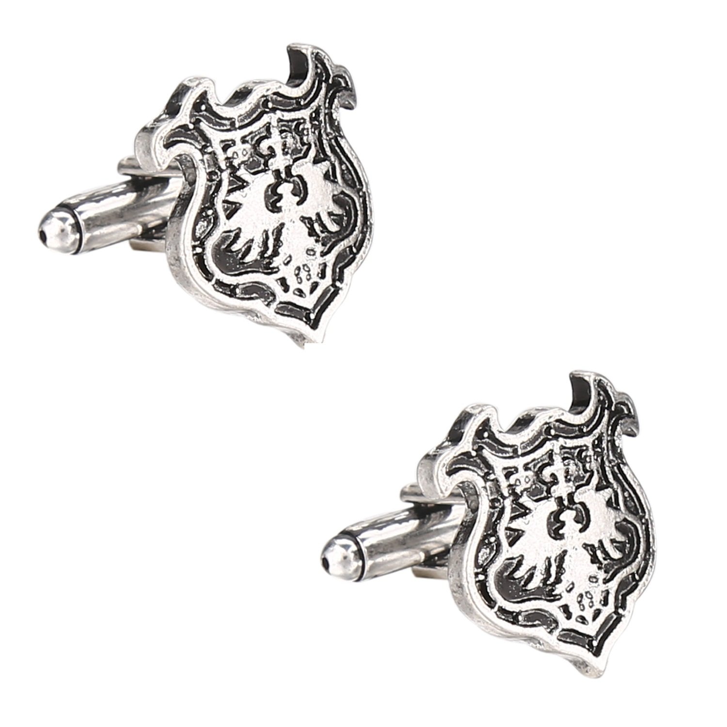 SOLZ Vintage Silver Black Maya Cufflinks