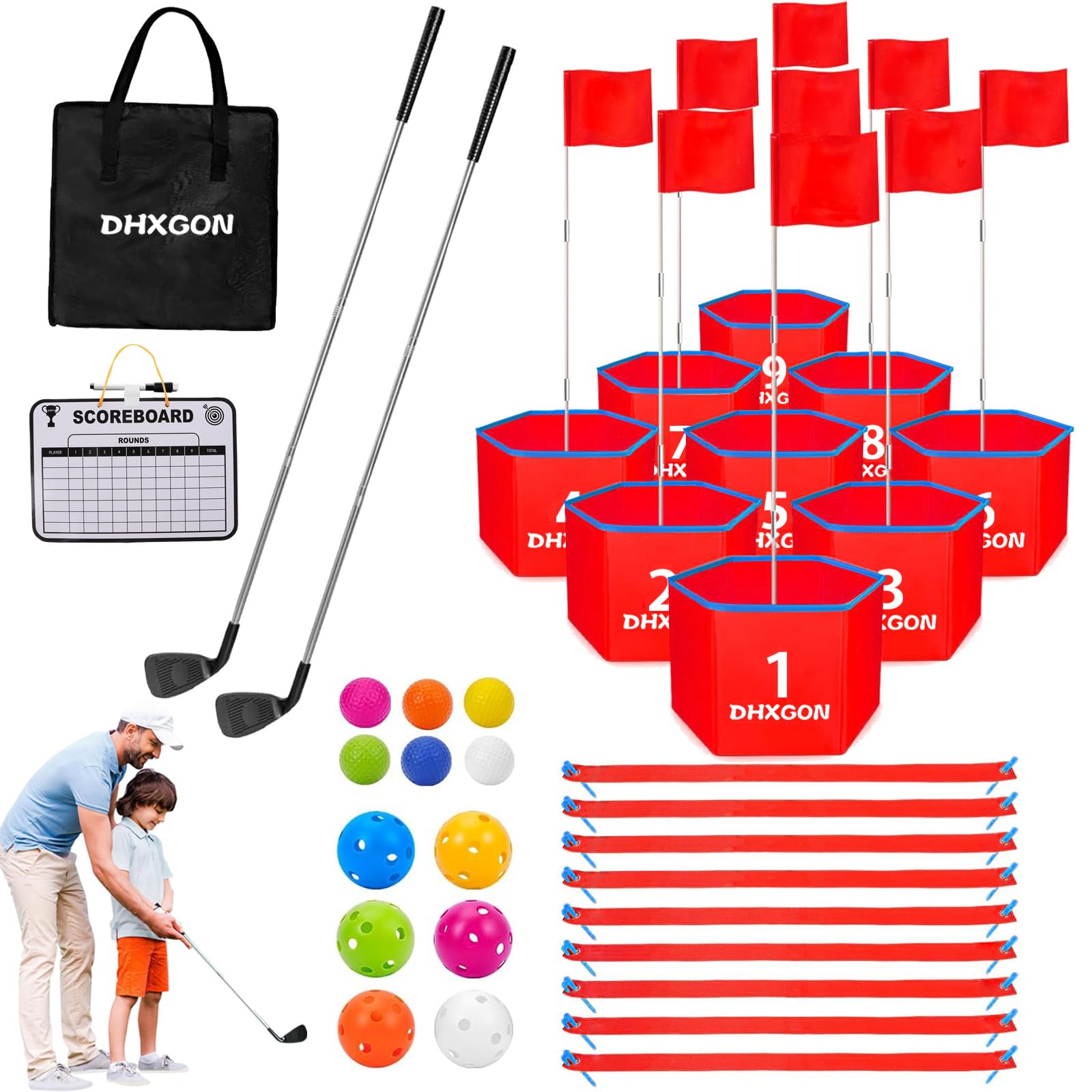 no golf✖クラブハウス　2点セット Amazon.com: DHXGON Backyard Golf Game with 2 Clubs, Portable 9