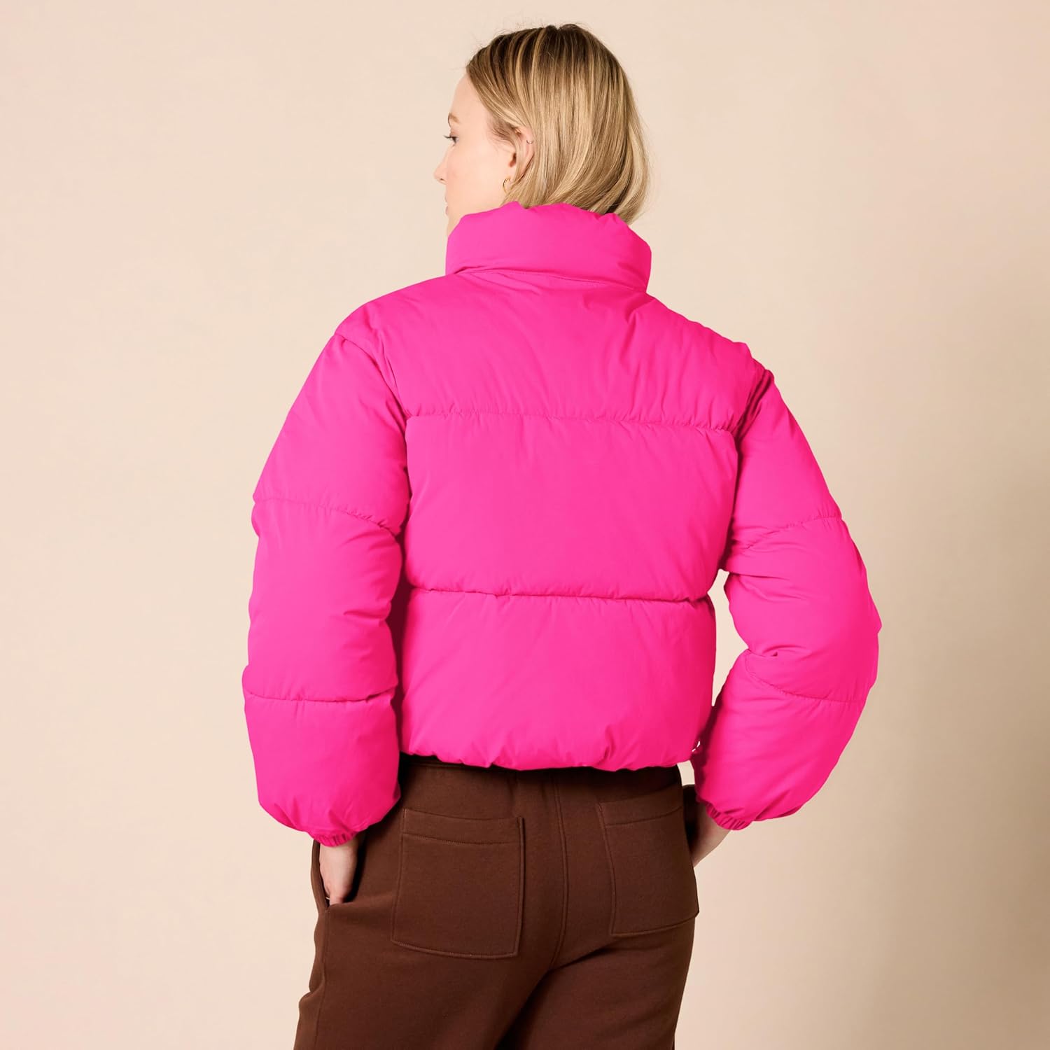 Amazon Essentials Women's Cropped Full-Zip Puffer Jacket (Quilted Matte or Sherpa Fleece) - Image 3