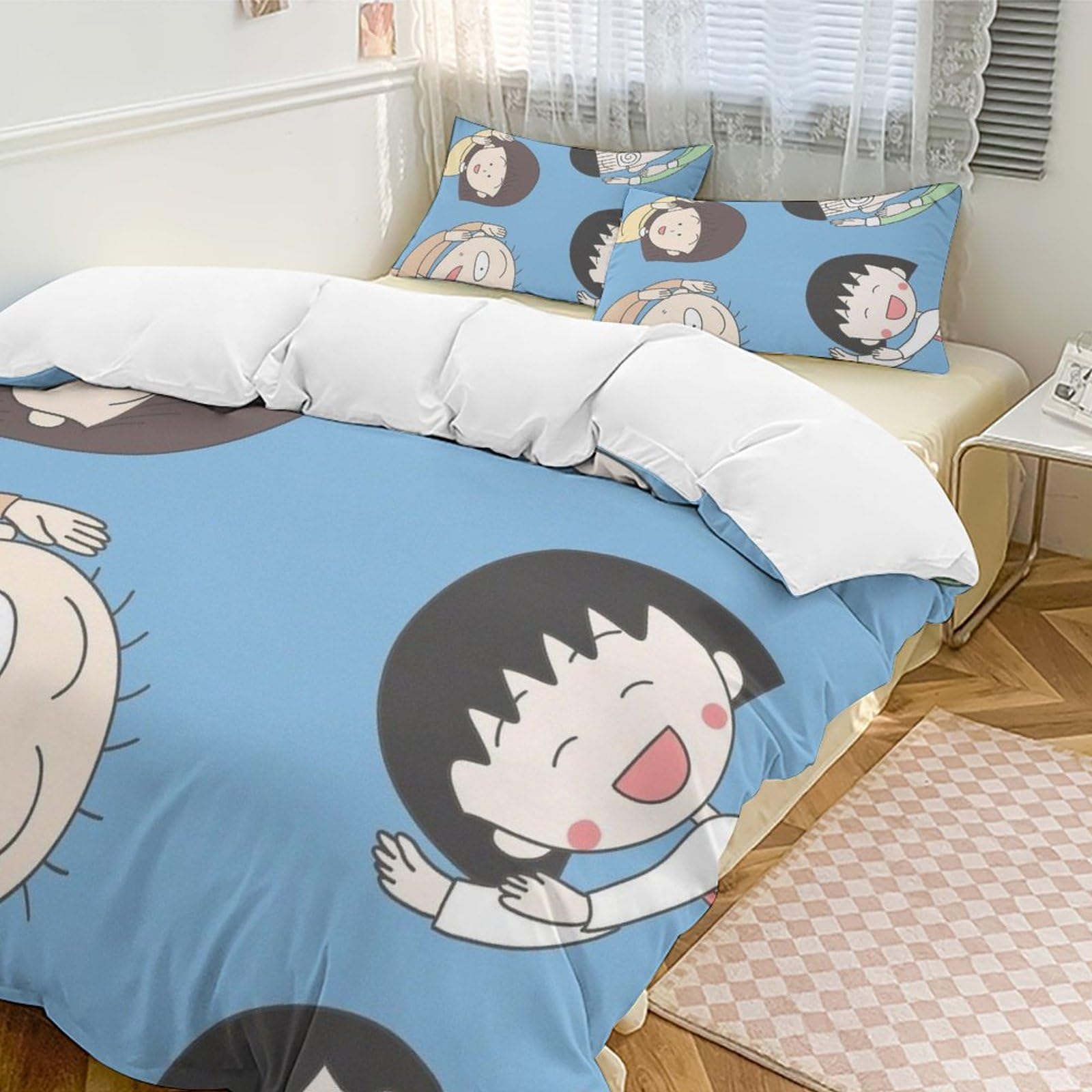 ちびまる子ちゃん　布団　カバー　（ダブル） ちびまる子 綿100％ 兼用掛け布団カバー ダブル デイリー-200TC