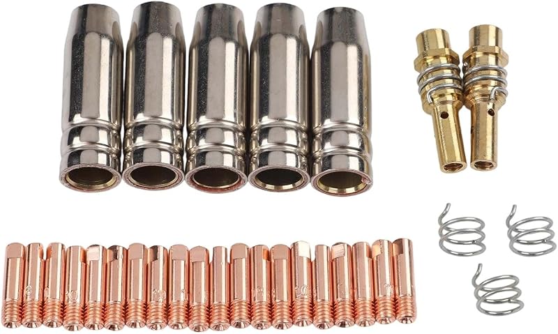 MIG Welding Tips,MIG MAG MB15 15AK Welding Torch for contact Tips,30PCS MIG Welding Torch Kit for MB15, 15AK, 14AK, Includes 0.8mm 1.0mm Tips, Nozzles, Also Fits for HITBOX MIG200/250