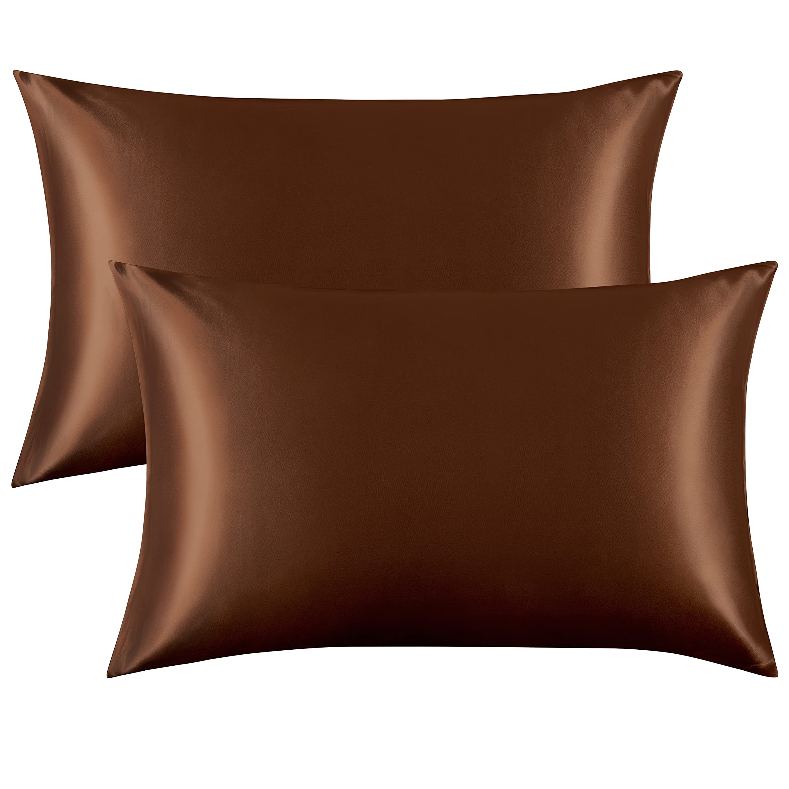 FLXXIE 2 Pack 14 x 20 Inch Satin Toddler Pillowcases, Brown