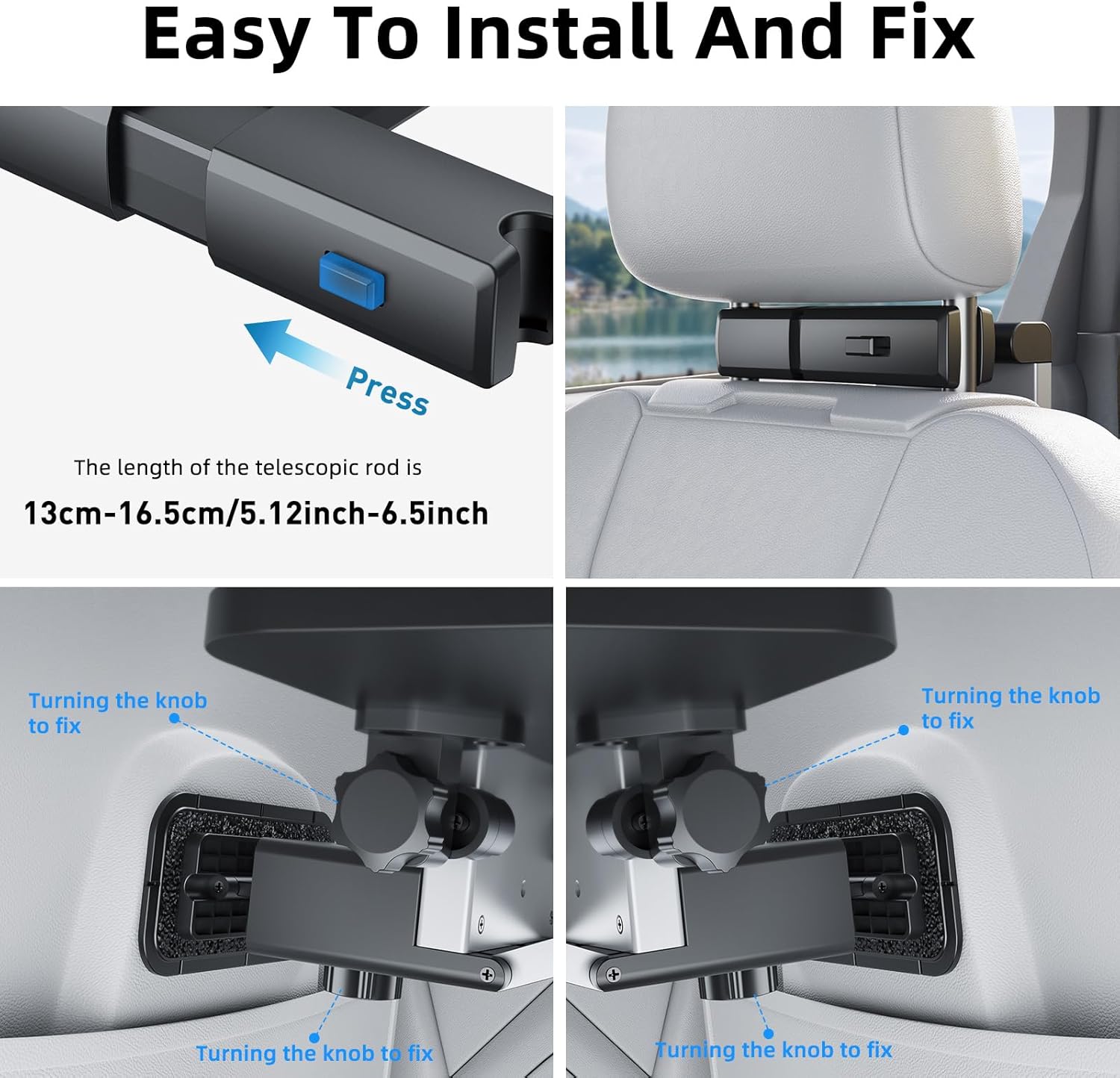 Versatile Car Mount Table Board for Backseat Headrests，Built-in Magnetic Phone/Laptop/iPad Mount，a Cup Holder and a Foldable Table Board， for in-car Work，Dining and Entertainment (PB-201)