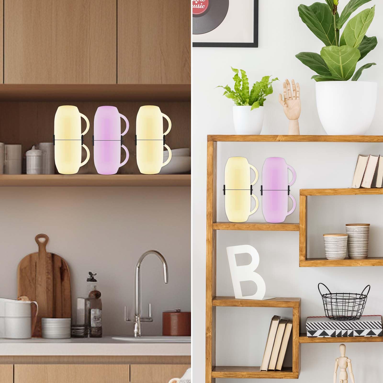 ZDDLOINP Porta tazzine da caffè con 6 Ganci e Ripiano Portaoggetti, Porta tazzine da caffè salvaspazio Cucina, Sala da Pranzo, caffè, organizer tazze Nero