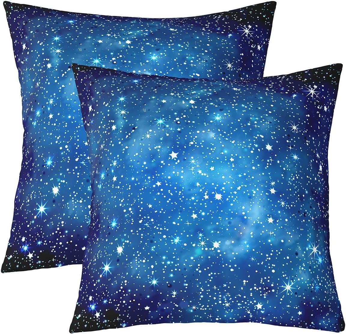 Galaxy Throw Pillow Covers 24"x24" Set of 2 Soft Outer Space Decorative Throw Pillowcases for 3D Printed Space Pillow Cases Cushion Covers Space Outer Sky Blue Glitter Universe Galaxy Cushion Cases