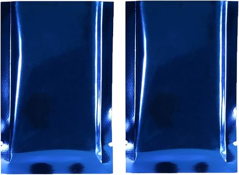 100PCS Glossy Electric Blue Metallic Mylar Foil Open Top Bags 8x12cm 3.1x4.7"