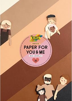 folia 679 679-Paper for You & me Shades of US, DIN A4, Pad of 130 Coloured Paper and 300 g/m2 Photo Card, 20 Sheets in 10 Colours, for Crafts, Decorating and Decorating, Multicoloured