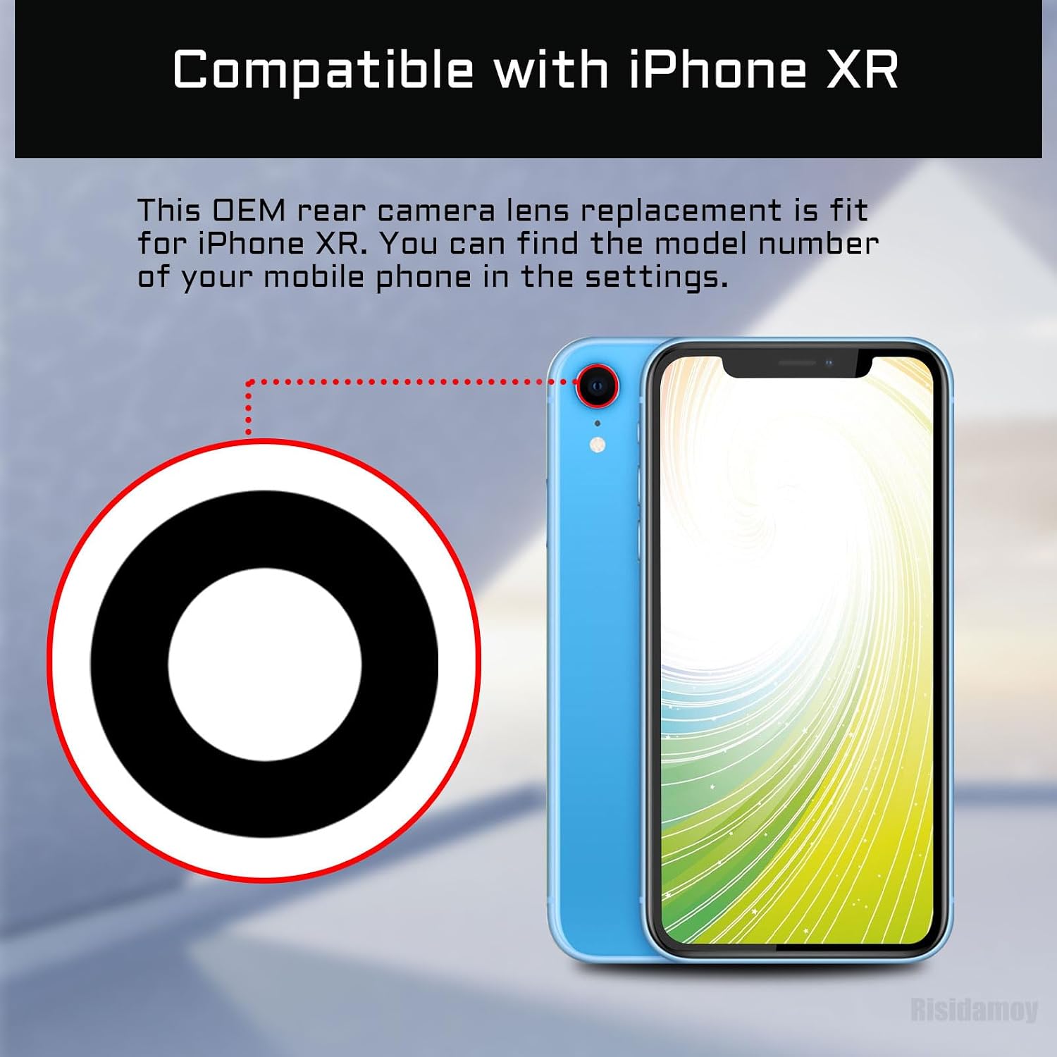 2 Sets for iPhone XR OEM Back Camera Lens Glass Replacement | Rear Camera Lens with Dual-Sided Adhesive with Repair Fix Tool Tweezer for iPhoneXR A1984 A2105 A2106 A2108