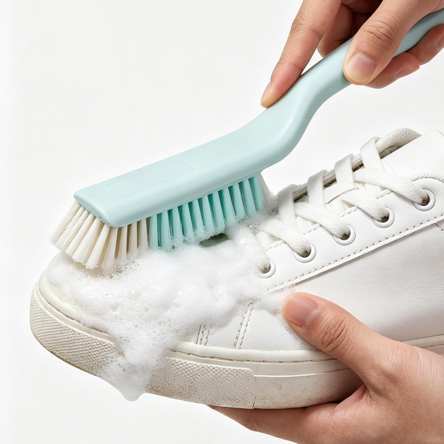 Shoe Cleaning Brush, Hangable Long Handle Scrubbing Shoes Brush, Multi-Scenario Use Soft Bristle Shoes Brushes to Remove Stain for Shoe and Clothing (Blue)