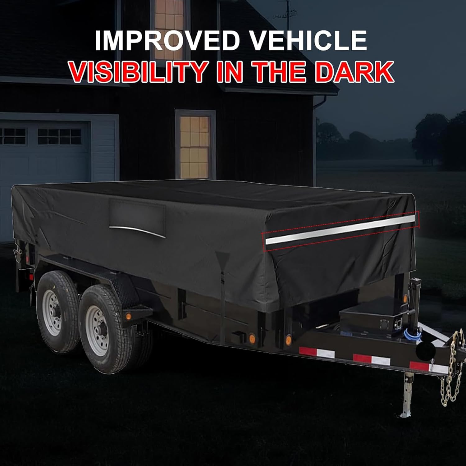 Waterproof 600D Dump & Utility Trailer Cover, Heavy Duty Windproof Dump Trailer Covers Wind-Proof/Anti-UV All-Weather Protection with Windproof Ropes,Black,209 * 115 * 10cm