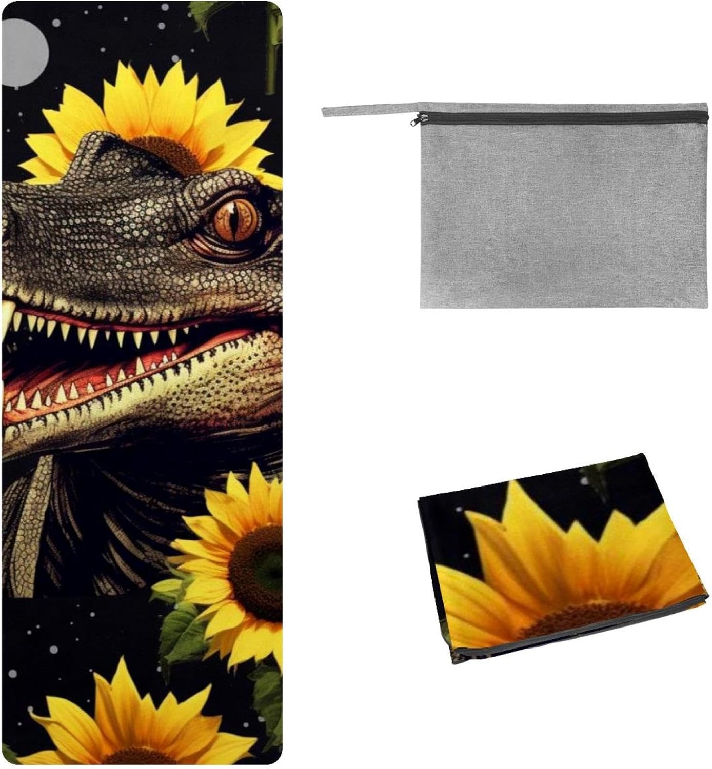 Yoga Towel, Crocodile Star Sunflower Non Slip Sweat Absorbent Hot Yoga Mat Towel for Hot Yoga, Pilates and Fitness - 72.8" x 26.8"