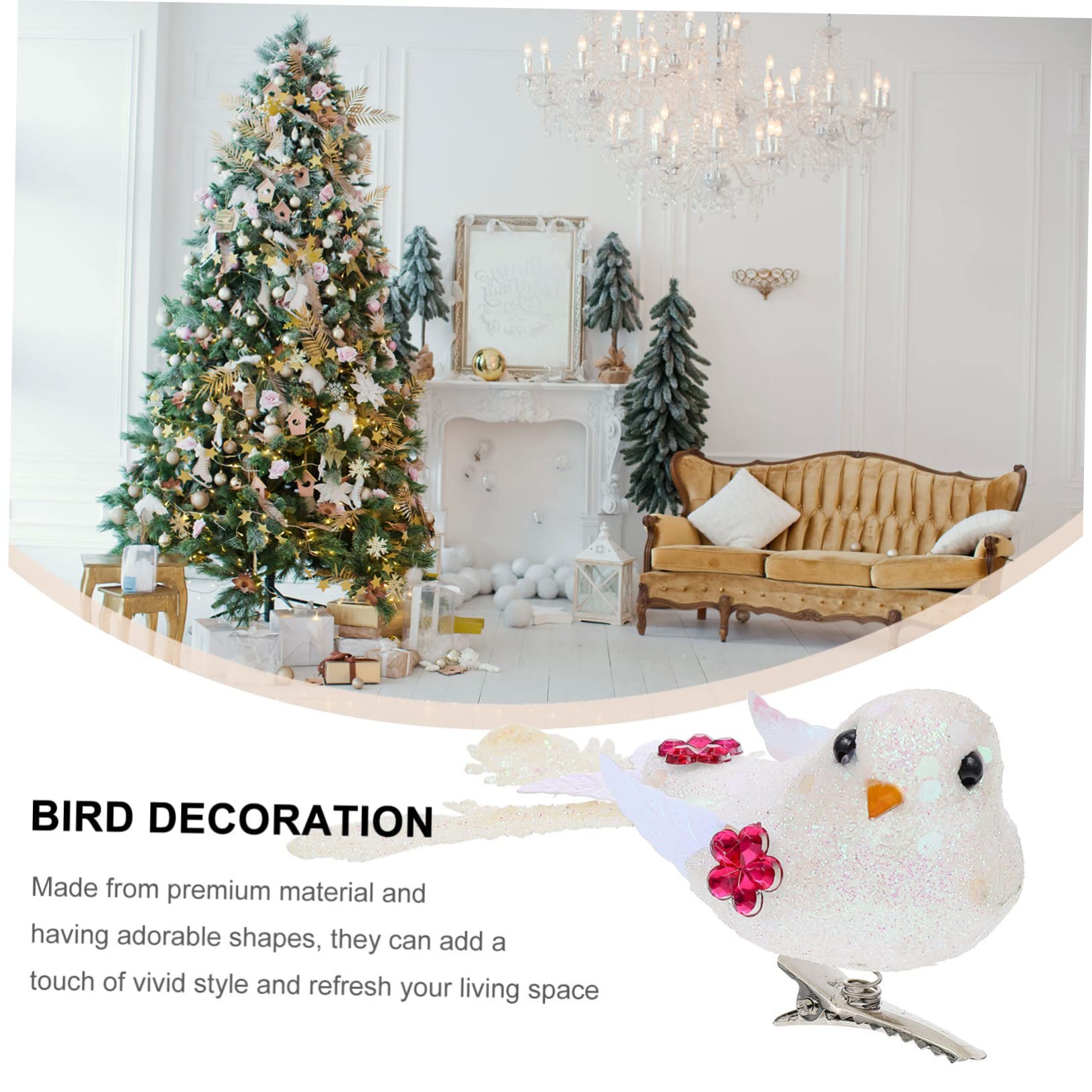 Amosfun 6 Sätze Schaum Vogel Weihnachtsbaumdeko Tannenbaum Dekoration Türdeko Weihnachten Klampen Vogel- Gefälschte Vogelfiguren Vogeldekoration Weihnachtsbaum Weiß 6 Stück * 6