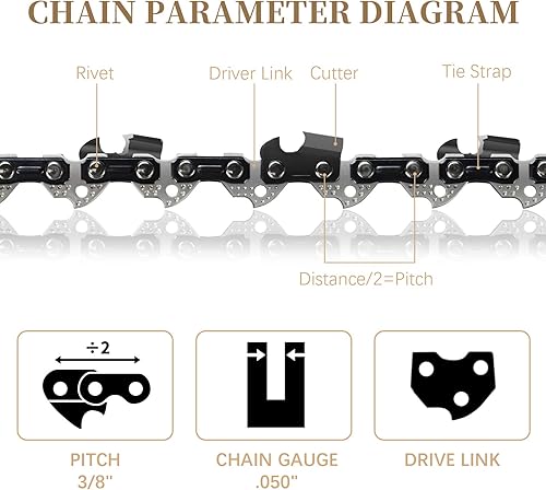 Miniatura 2 de Cadena de motosierra S57 de 16 pulgadas, paso LP de 38 pulgadas, calibre 57 de 0.050 pulgadas para Oregon, Echo 91PX57CQ  91VG57CQ, Shindaiwa, Worx,