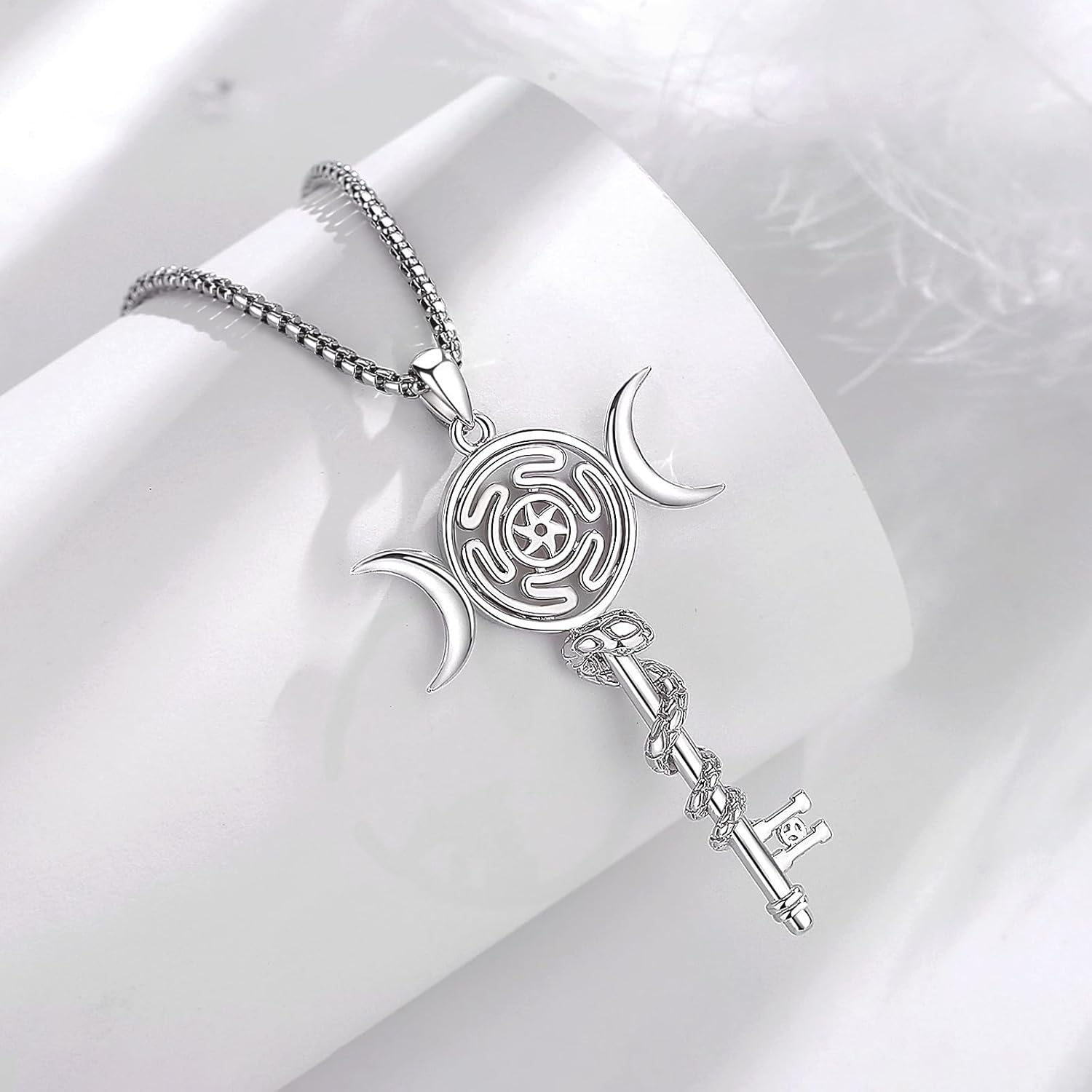 INFUSEU Mystical Hecate Triple Moon Goddess Necklaces, Divine Feminine Protection Gifts - Image 7