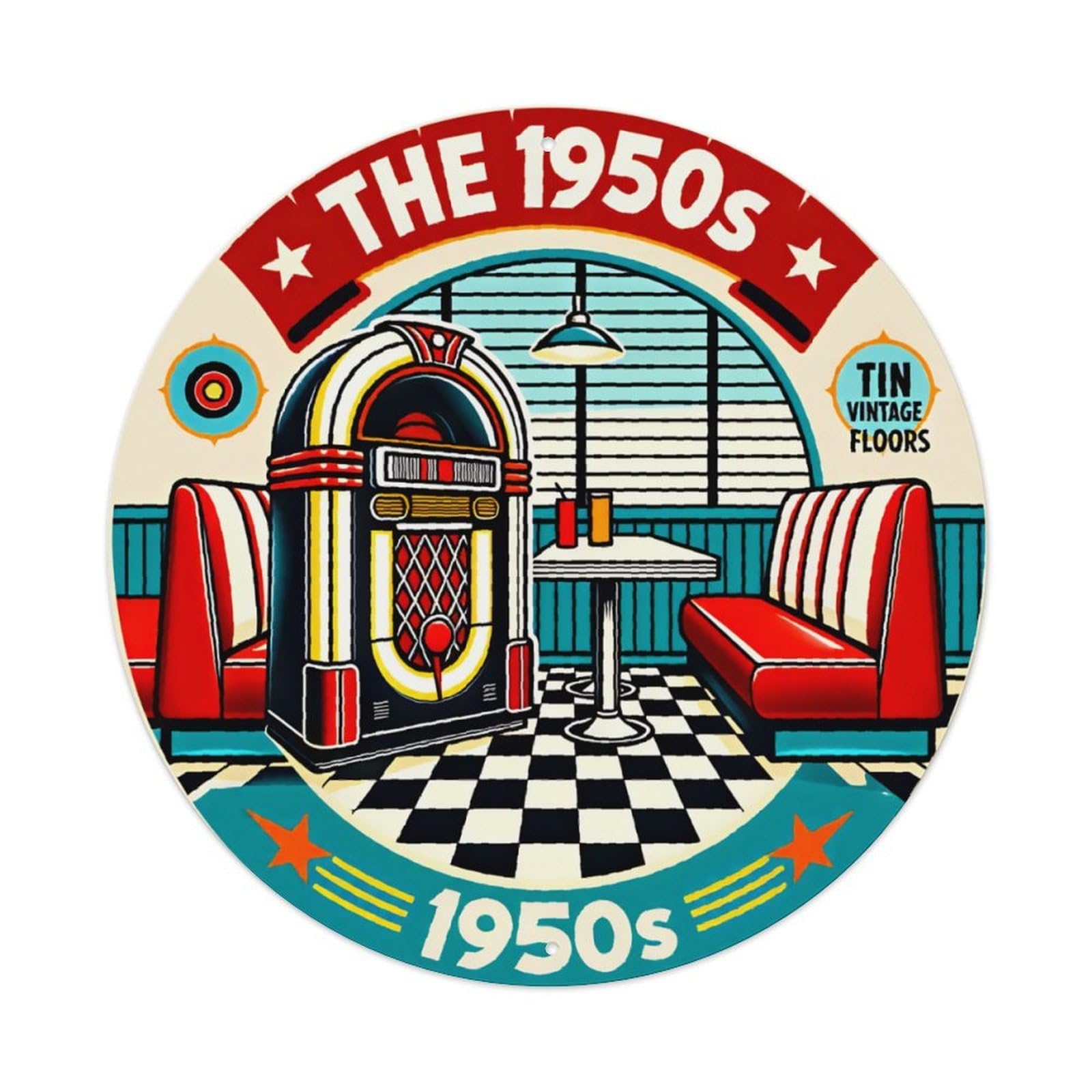 1950s Vintage American Diner Sign Vintage Aluminium Metal Sign, Retro Wall Decor for Home, Bar, Garage & Farmhouse 20x20cm