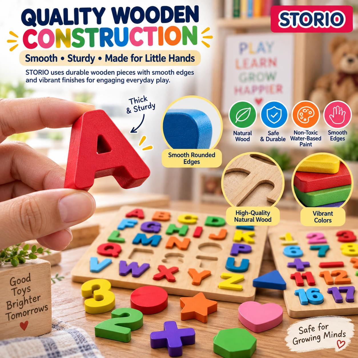 Storio 3-in-1 Wooden Puzzles for Toddlers -5