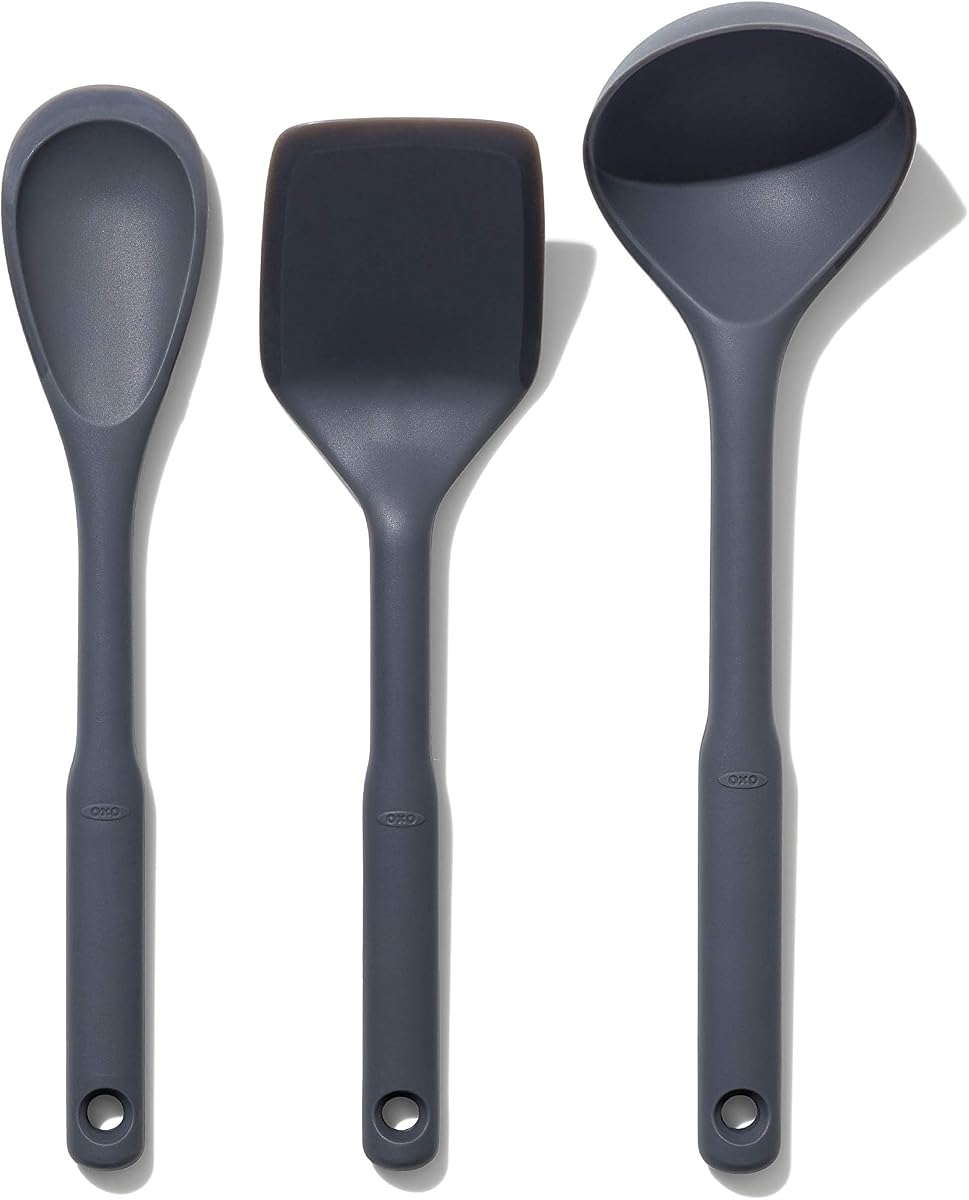 Good Grips Juego de utensilios de silicona de 3 piezas, gris, talla única