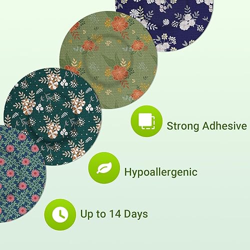 Miniatura 2 de Freestyle Libre - Parches adhesivos con 2 sensores, protector de cinta de sensor estampado, cinta CGM, 16 piezas coloridas, impermeables y