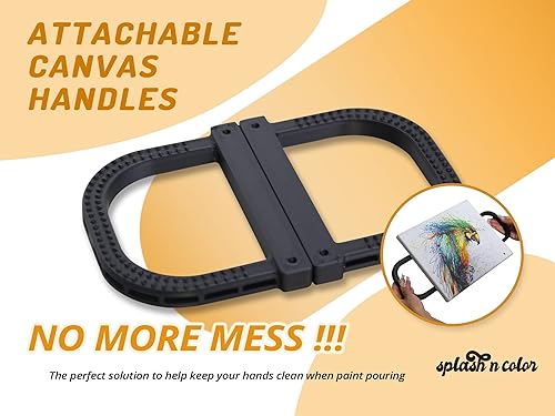 Miniatura 4 de SplashNcolor - Paquete de 4 asas de lona para verter pintura, asas de lona negras acoplables, soporte de agarre para fácil inclinación del lienzo,