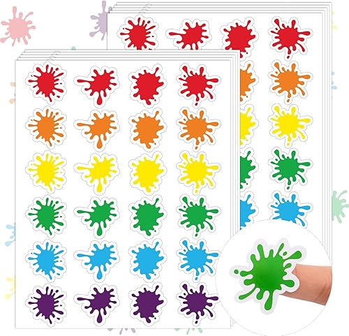 Whaline Calcomanías de salpicaduras de pintura, calcomanías de salpicaduras de colores, decoraciones de salpicaduras de pintura multicolor,