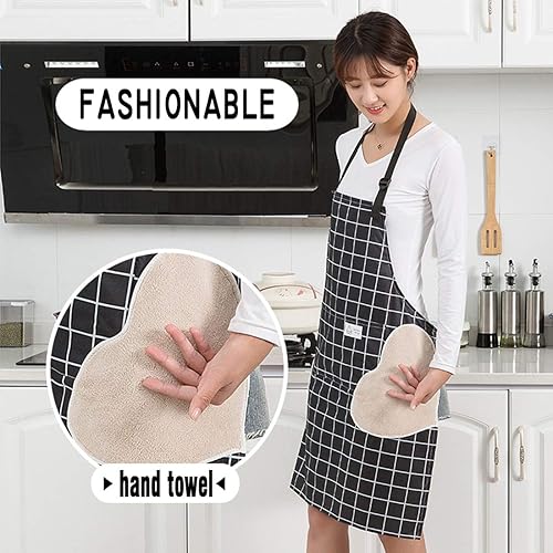 Miniatura 2 de AARainbow - Delantal impermeable ajustable para cocina y mujer con bolsillos y toallas para cocinar