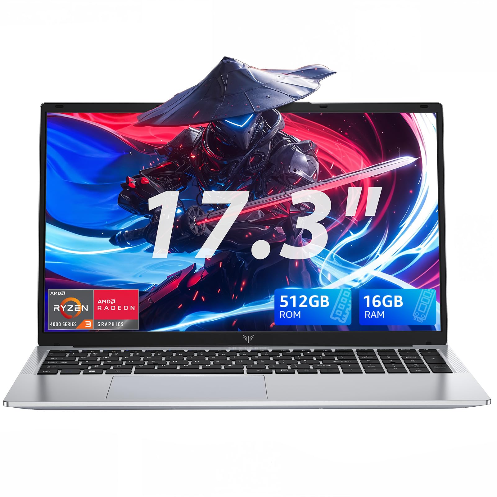 Gaming Laptop,17.3Inch AMD Ryzen 3 4300U (4C/4T, Beat Intel Processor N100,up to 3.7GHz) 16GB DDR4 RAM 512GB SSD Business Computer with Webcam,Type-C, 62.7Wh Battery, Numeric KB