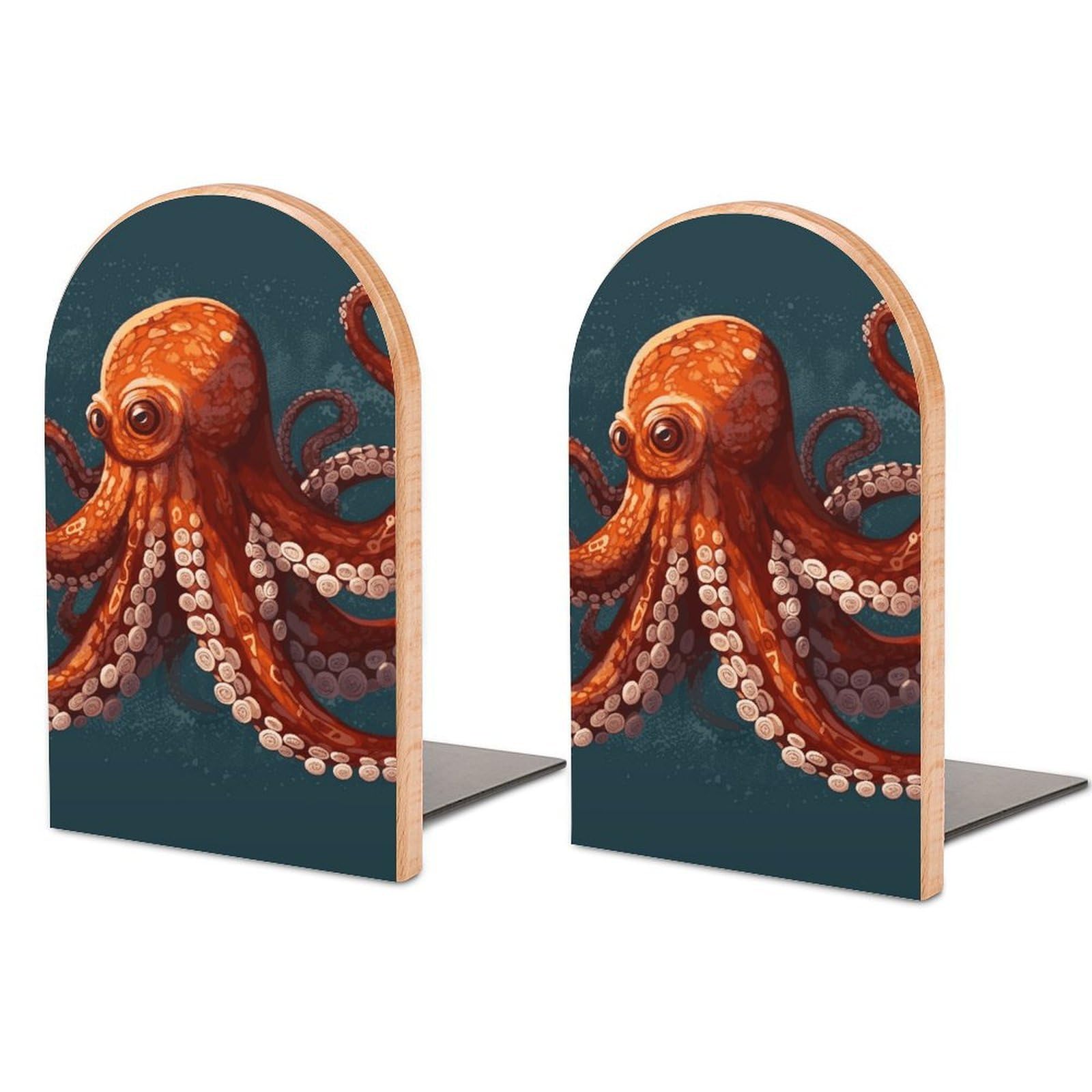 Animal Octopus Bookend Modern Bookends for Shelves Non-Skid Book Holder Heavy Duty Metal Book Storage for Books CDs Decorative Book Stopper for Home