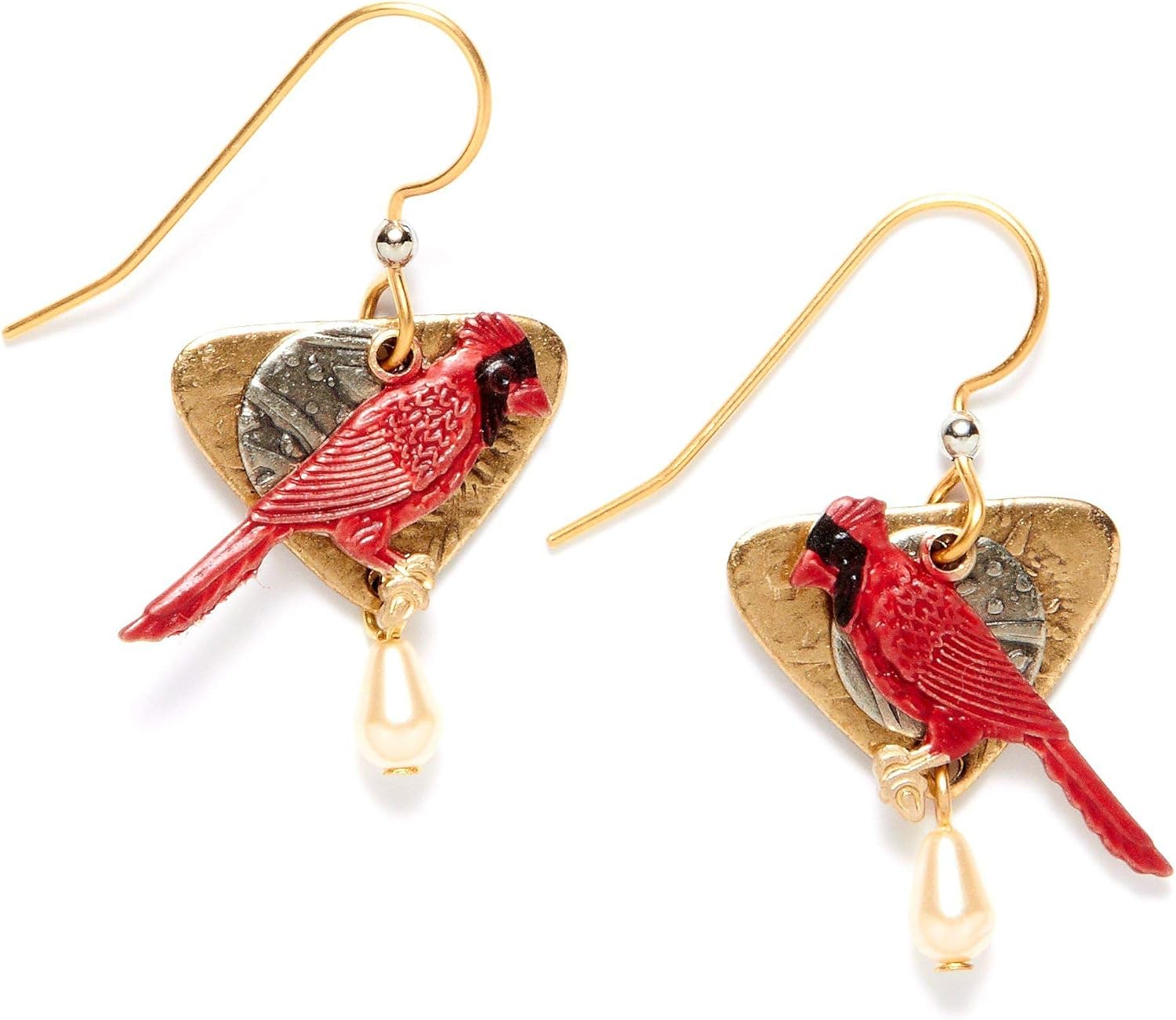 Silver Forest Cardinal Pearlescent Drop Earrings One Size