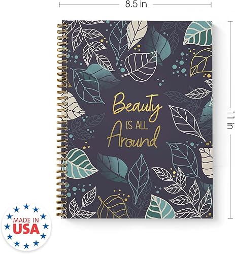 Miniatura 6 de Beauty Is All Around - Cuaderno de espiral, diario de 8.5 x 11 pulgadas, 120 páginas de diario de cuadrícula de puntos, tapa blanda laminada