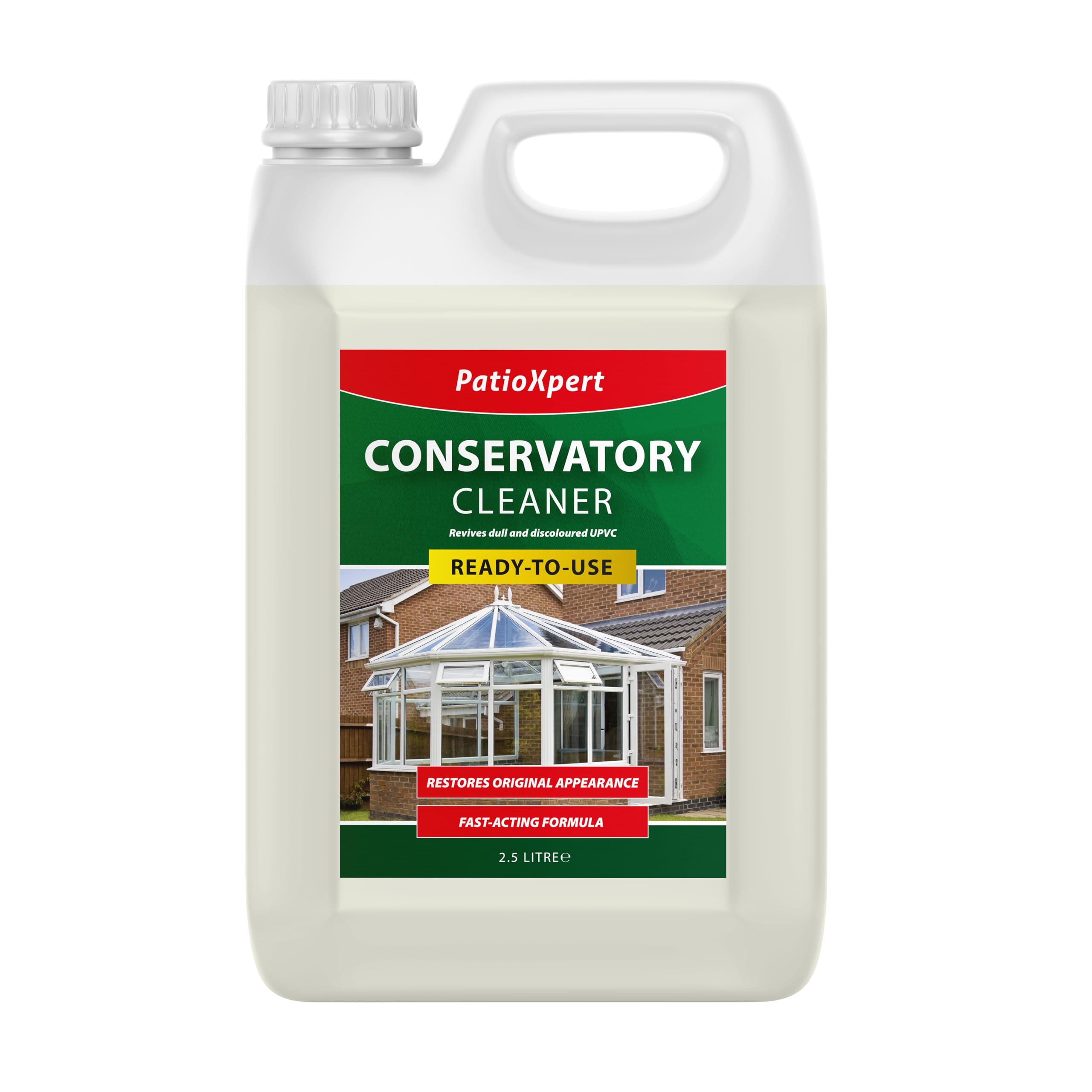 PatioXpert – Conservatory & UPVC Cleaner 2.5L – Streak-Free Cleaner for Frames, Fascias & Guttering – Removes Dirt, Mould & Stains – Safe on White & Coloured UPVC