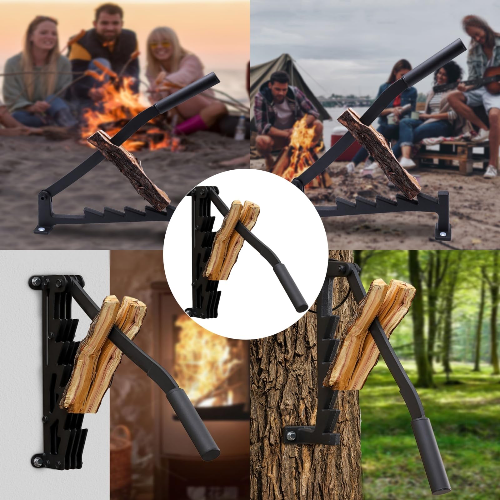 Holzspalter Manuell Wandhalterung Brennholzspalter,Anzündespalter für Holz zur Wandmontage,Brennholzschneider für Camping im Innen- oder Außenbereich