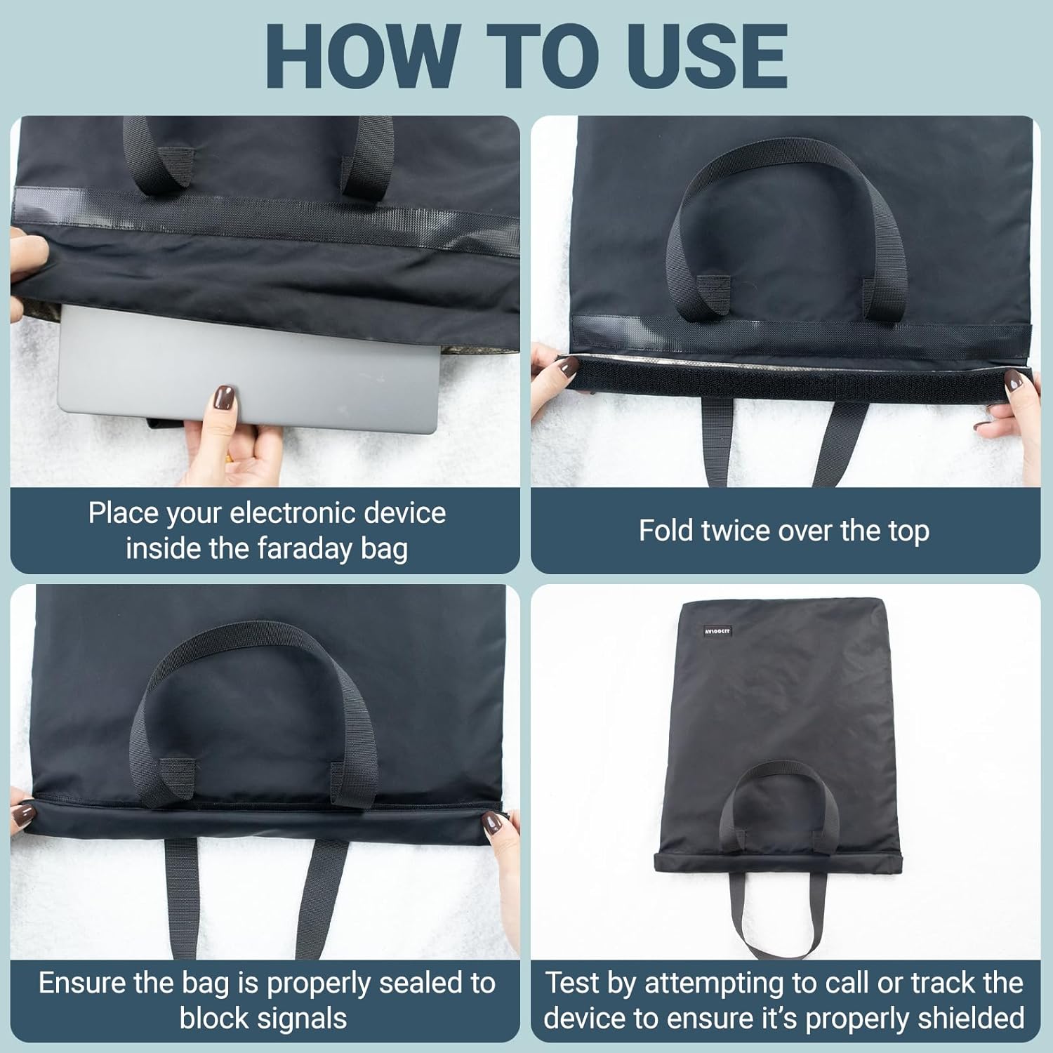 Faraday Bag for Electronics 5G/Bluetooth/WiFi/GPS Signal Blocking, Anti-Tracking Faraday Cage with Handle, EMP Protection Bag for Laptops, Tablets, Phones, Car Keys (15.5X10inch) - Image 4