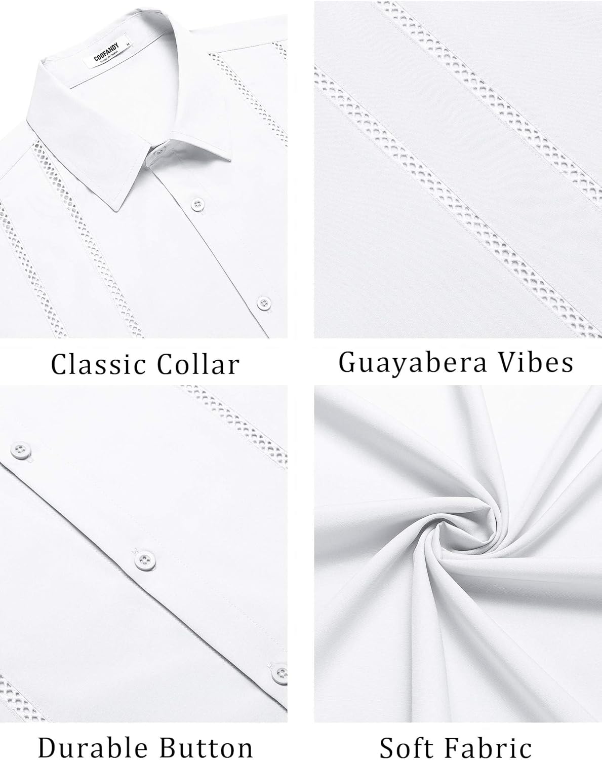 COOFANDY Men's Cuban Guayabera Shirt Summer Beach Vacation Shirt Casual Short Sleeve Button Down Resort Wear - Image 6