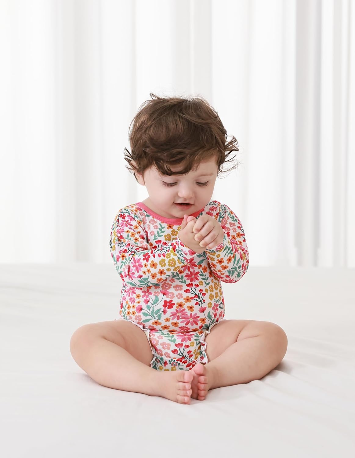 Baby Girls Long Sleeve Bodysuits Cute Ruffles Bodysuit Soft Infants Jumpsuits Toddlers Girls Outfit - Image 4