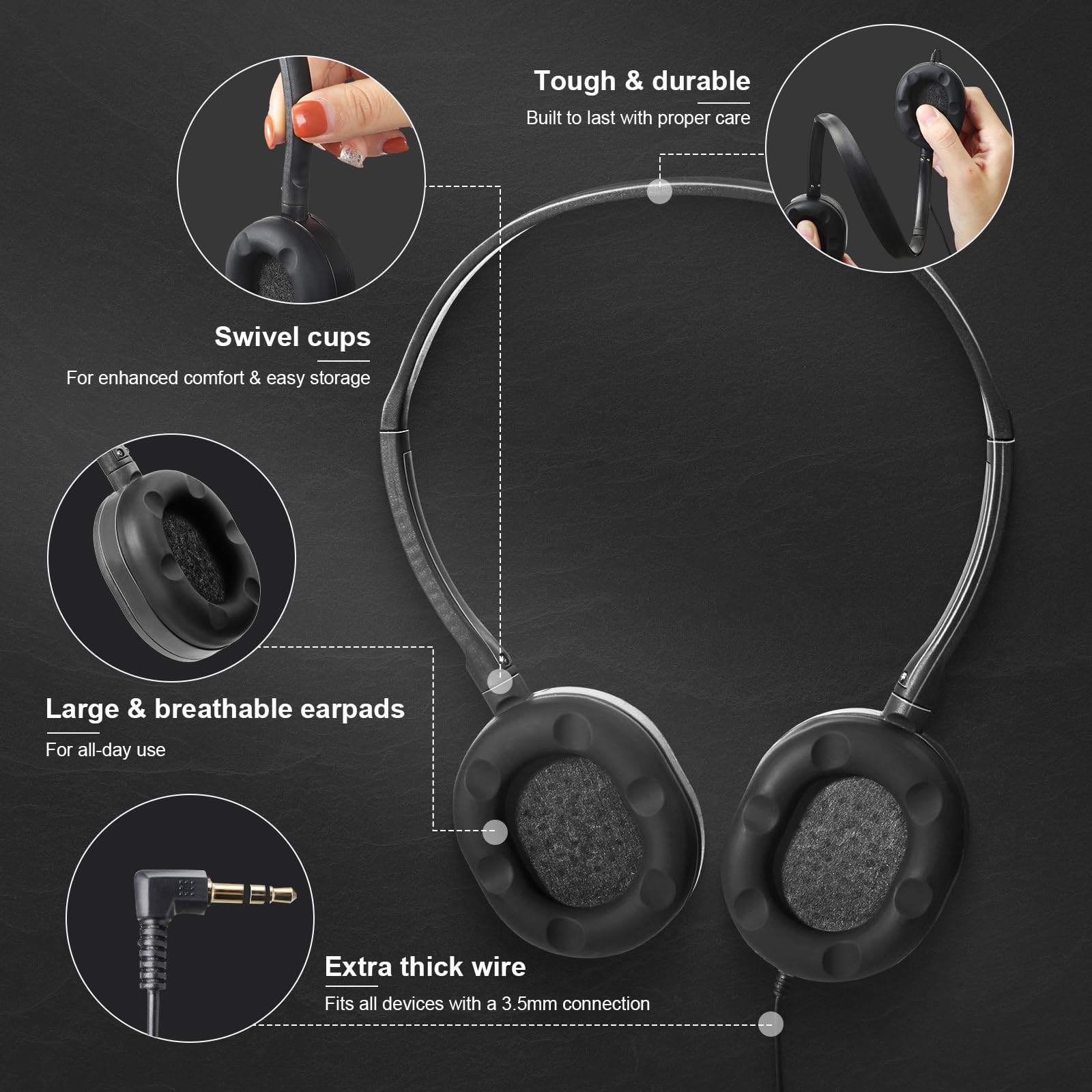 Confezione da 30 cuffie con cavo, regolabili, cuffie per bambini con stereo, cuffie per bambini, ragazzi, ragazze, scuola, laptop, viaggi, aereo, tablet (multicolori)
