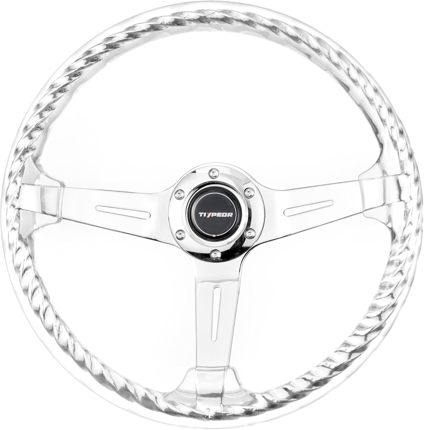 Hitman Style 14 Inch Car Steering Wheel universal 350mm Clear Metal Twisting Steering Wheel with Accessories
