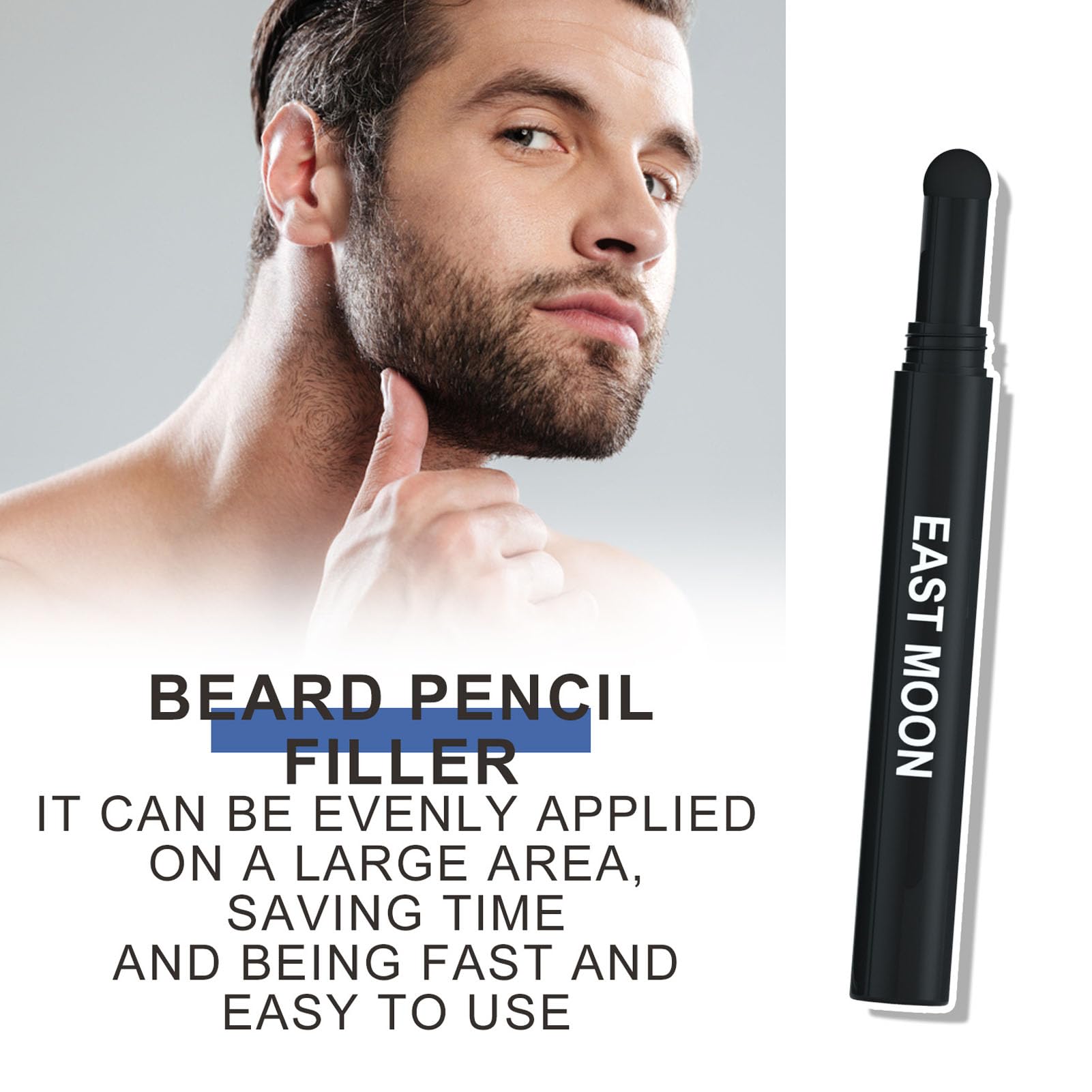 Matita per Barba Filler per Uomo Penna per Barba Impermeabile e Spazzola per Barba Copertura a Lunga Durata Finitura Naturale, Forma di Riparazione dei Baffi Maschili ()