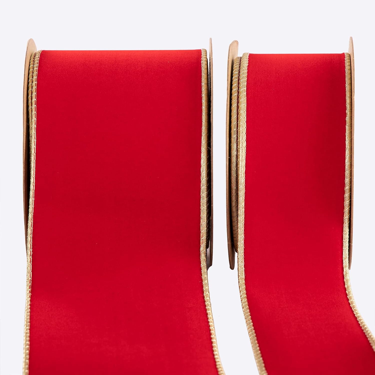 Thick Red Christmas Velvet Wired Ribbon and Gold Backing 4 inch Wide*10Y Double Sided for Christmas Tree Wreaths Gift Wrapping Bows Gralands Home Outdoors Decor Crafts (new red 4inch)