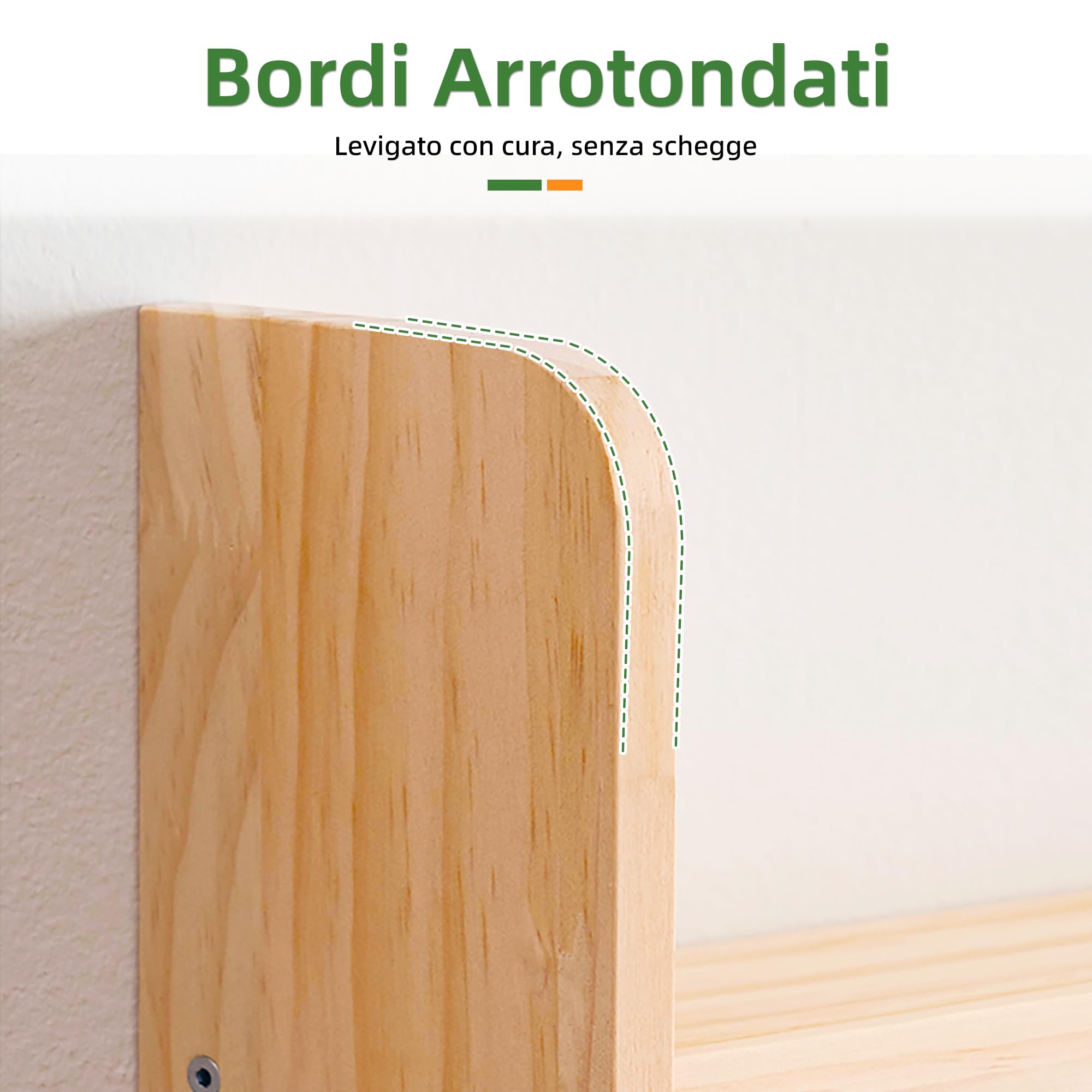Libreria in Legno Massello con 5 Ripiani, Salvaspazio | Scaffale Porta Libri Verticale Slim con Barra Anticaduta| Profondità 10 cm per Cameretta e Soggiorno