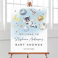 Vista 25 de Letrero de bienvenida para baby shower de aventura espera, cartel de viaje para baby shower