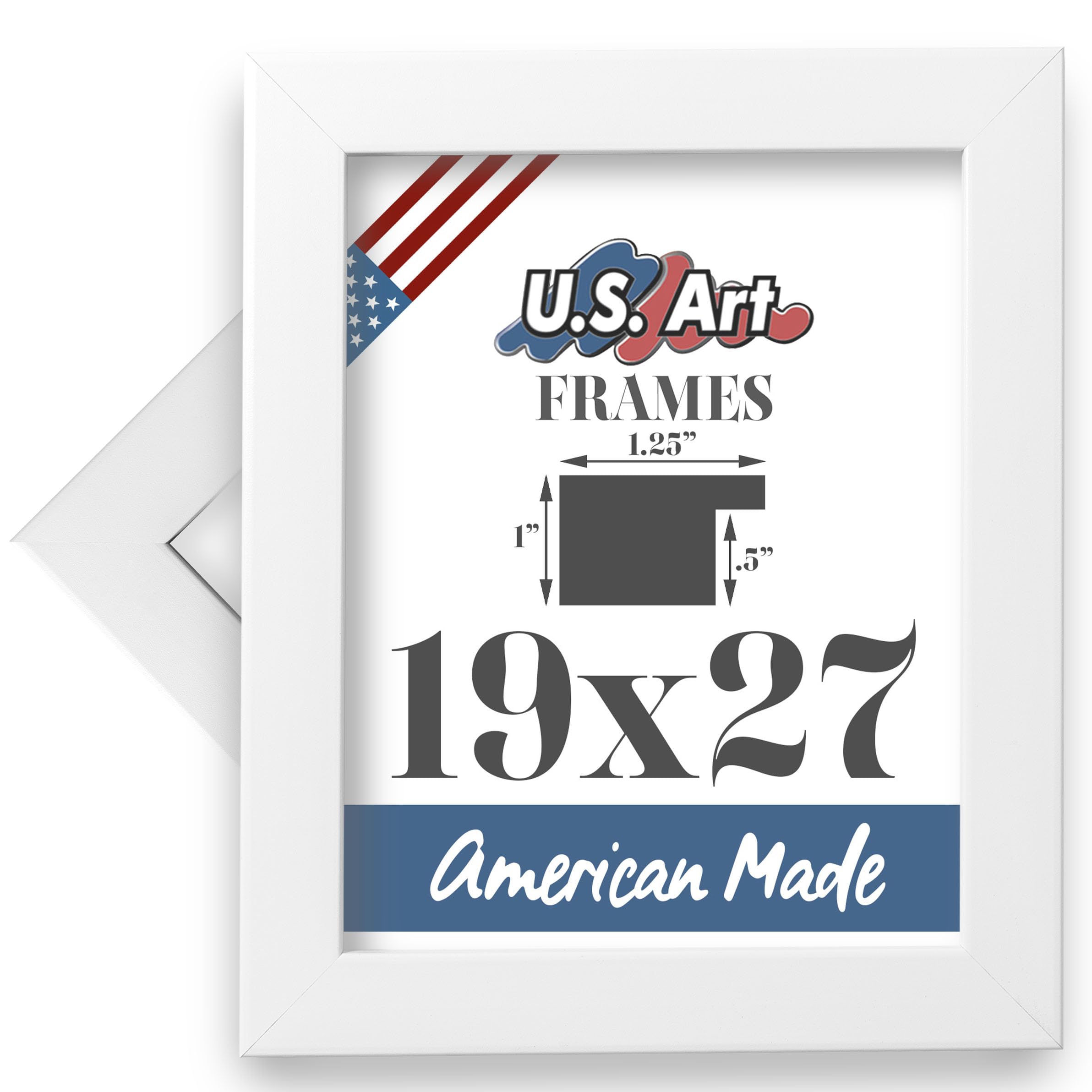 US Art 19x27 Chalk White Flat 1.25 Inch, Smooth Wrapped Finish Wood Composite Wall Decor Picture Poster Frame