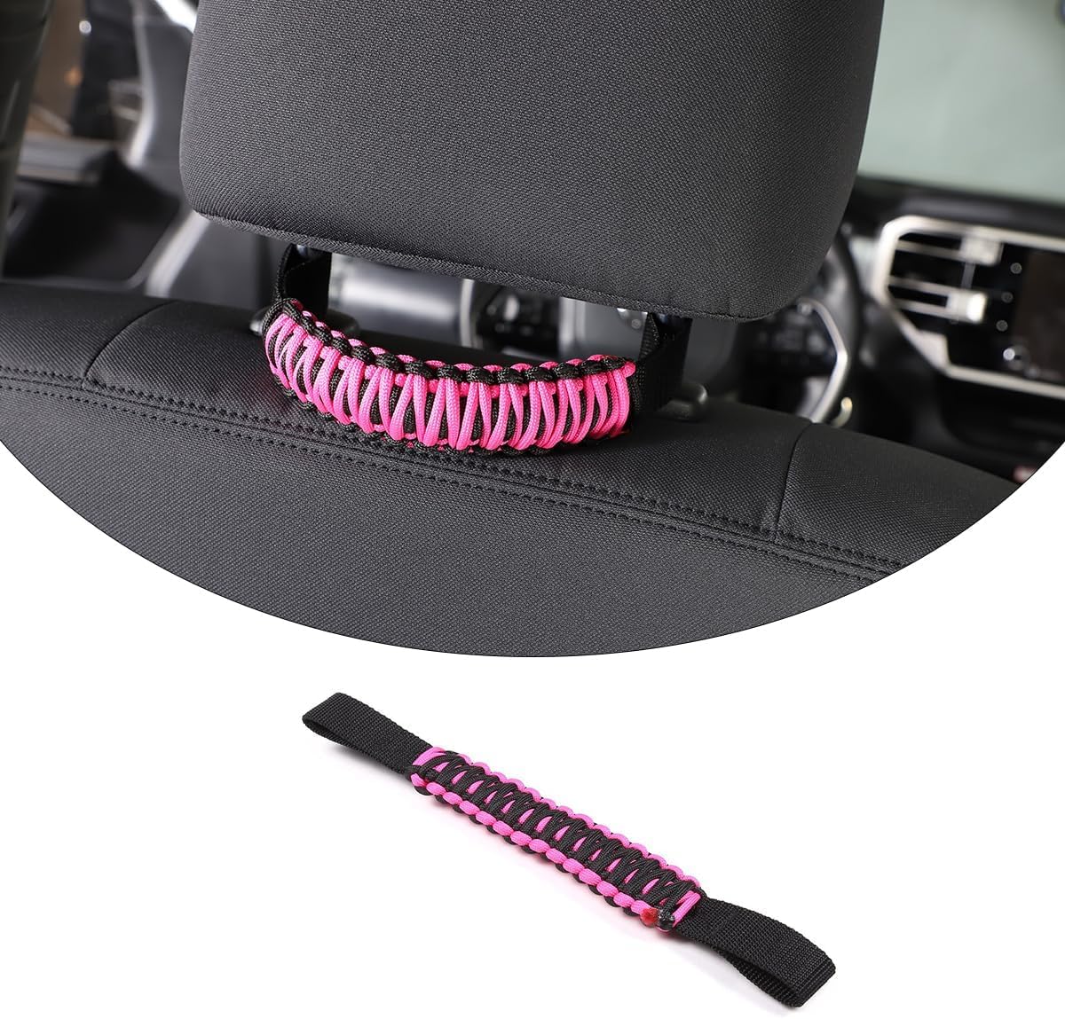 TongSheng Front Headrest Grab Handles, Auto Cane Grab Handle Aid, Safety Handle Portable, Compatible with Pathfinder (Black + Pink)